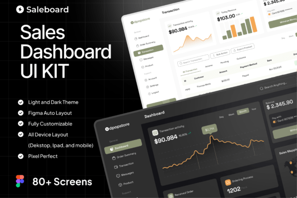 Build a Professional Sales Dashboard with SaleBoard UI UX KIT