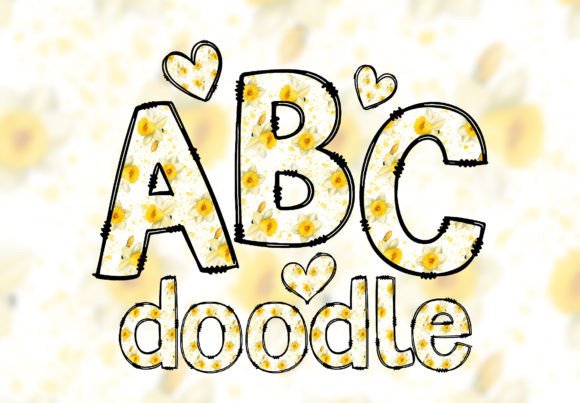 Floral Doodle Alphabet: Daffodils Letters for Creative Projects