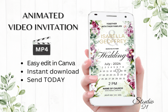 Orchids Wedding Invitation W8454B: A Modern Digital Design Asset