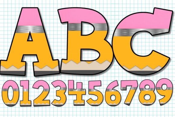SCHOOL PENCIL ALPHABET & NUMBERS PNG: A Creative Toolkit for Designers