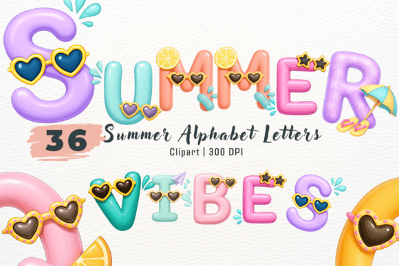 Summer Alphabet Letters PNG Clipart: Your Go-To Design Asset
