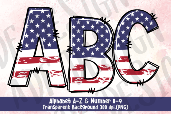 USA Flag Doodle Alphabet Letters PNG: A Creative Toolkit for Patriotic Projects