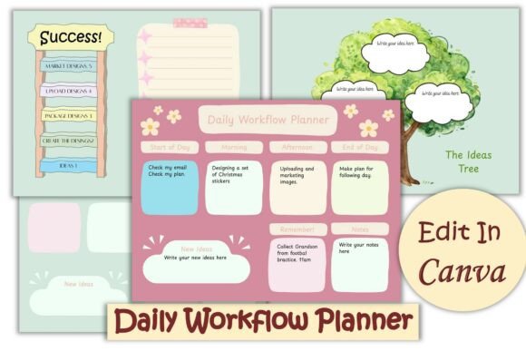 Workflow Daily Planner: Your Cute & Editable Canva Kit